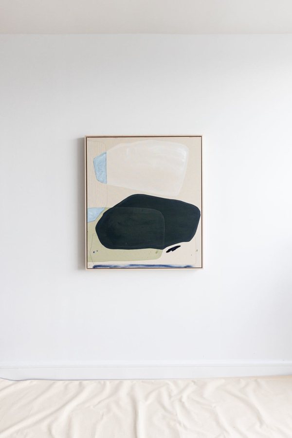 Just past the tide line, 2025, Acrylics | raw canvas | Californian maplewood frame