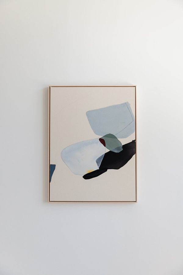 A kind of Sunday - A soft arrangement, 2026, Acrylics | raw canvas | Californian maplewood frame