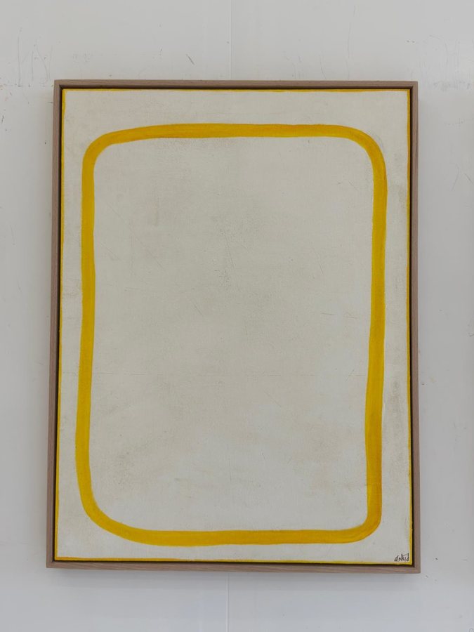 Full of beans, 2025, Lime paint | tarlatan | acrylics | wooden panel