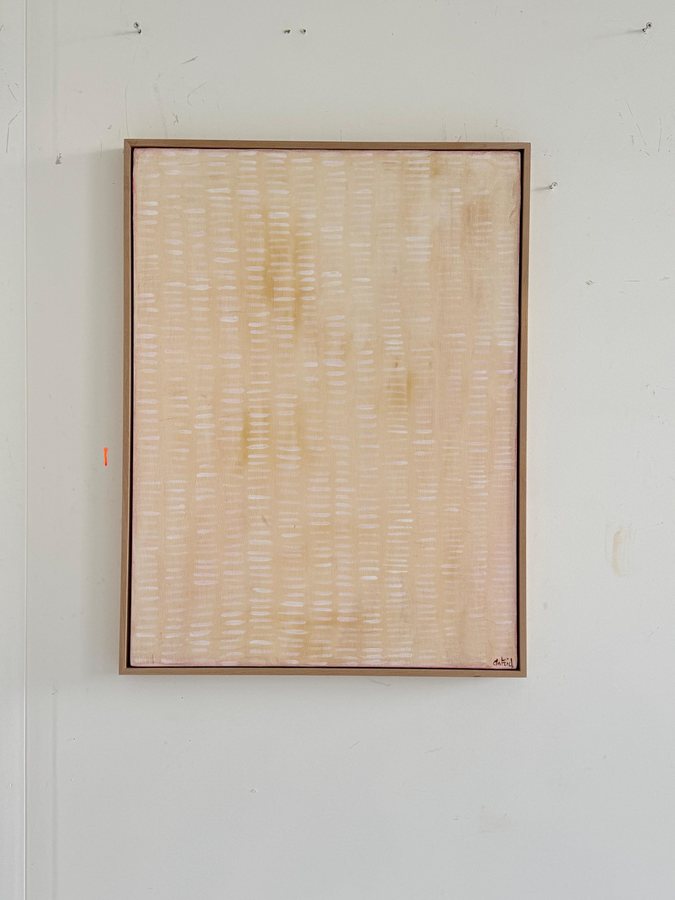 Whispers in white, 2025, Cold wax | tarlatan | acrylics | wooden panel