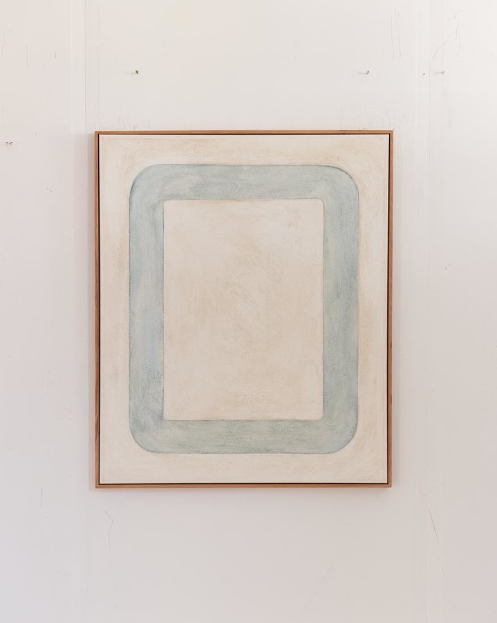 Within the loop, 2025, Lime paint | cold wax | acrylics | canvas
