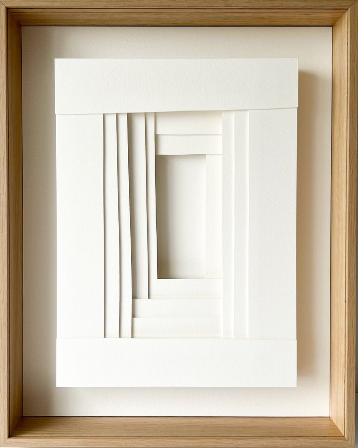 Refuge Series - Bastion, 2025, Paper Sculpture | oak box frame