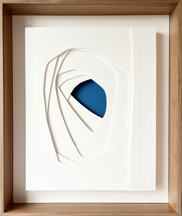 Refuge Series - Cove, 2025, Paper Sculpture | walnut box frame