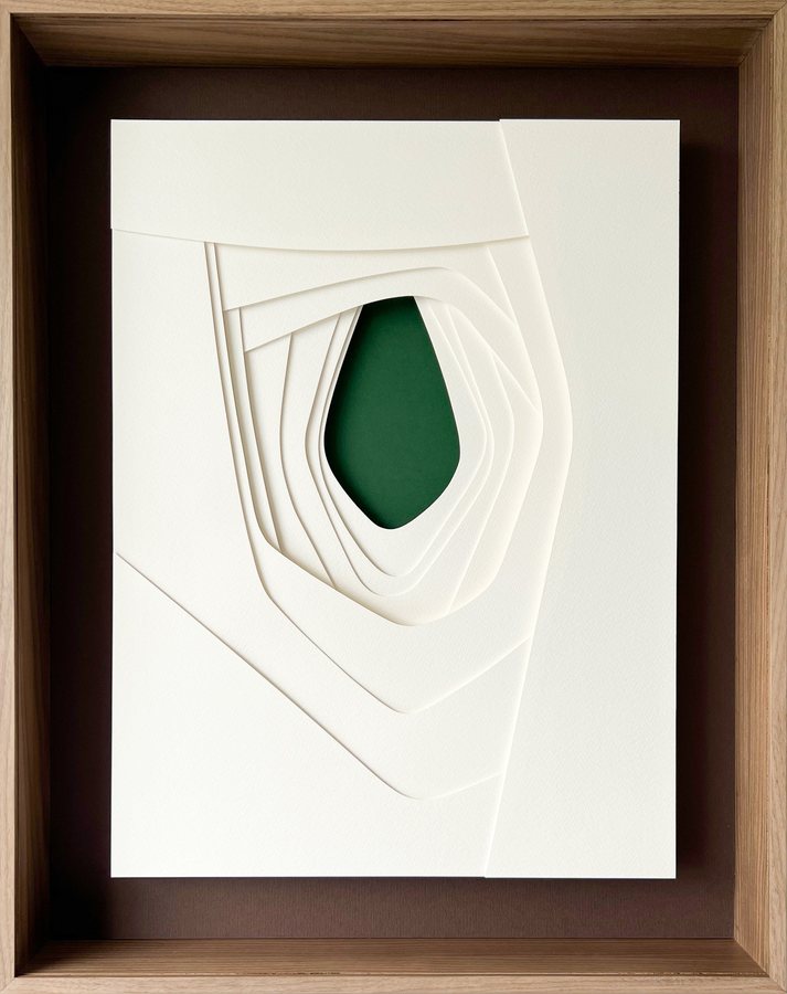 Refuge Series - Dell III, 2025, Paper Sculpture | walnut box frame