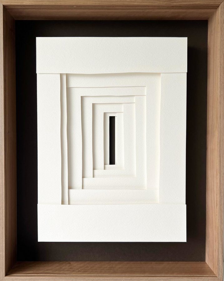 Refuge Series - Embrasure II, 2025, Paper Sculpture | walnut box frame