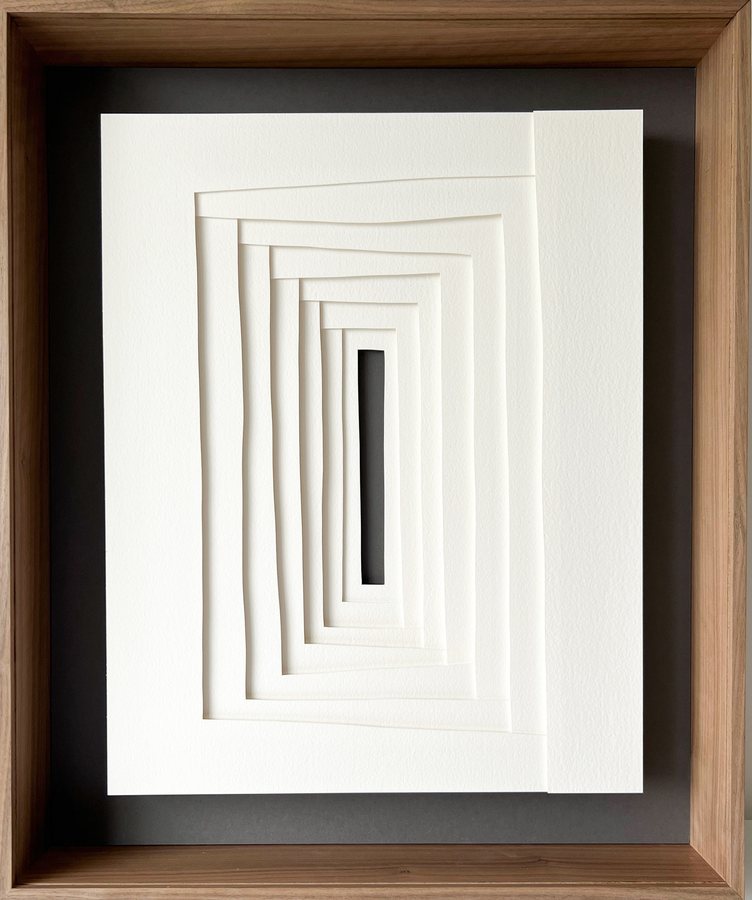 Refuge Series - Embrasure III, 2025, Paper Sculpture | walnut box frame