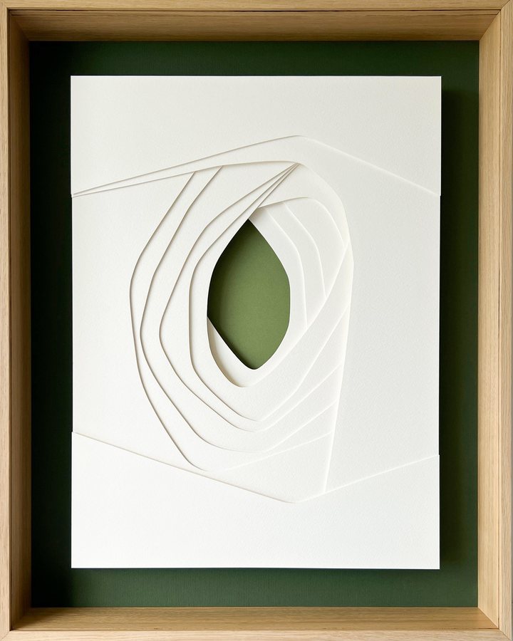 Refuge Series - Glen, 2025, Paper Sculpture | oak box frame