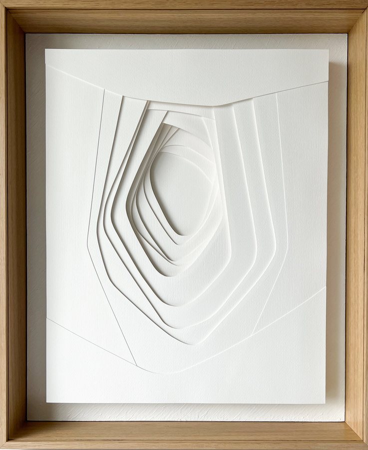 Refuge Series - Guardian III, 2025, Paper Sculpture | oak box frame