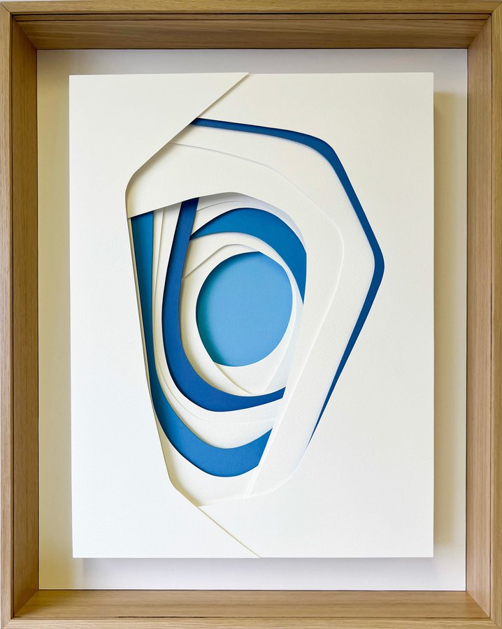 Refuge Series - Harbour III, 2025, Paper Sculpture | walnut box frame