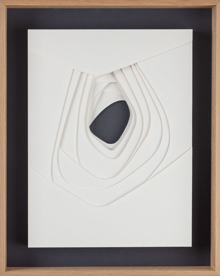 Refuge Series - Heaven, 2025, Paper Sculpture | oak box frame