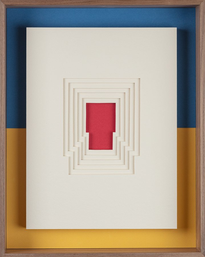 Refuge Series - Mariupol theatre, 2025, Paper Sculpture | oak box frame