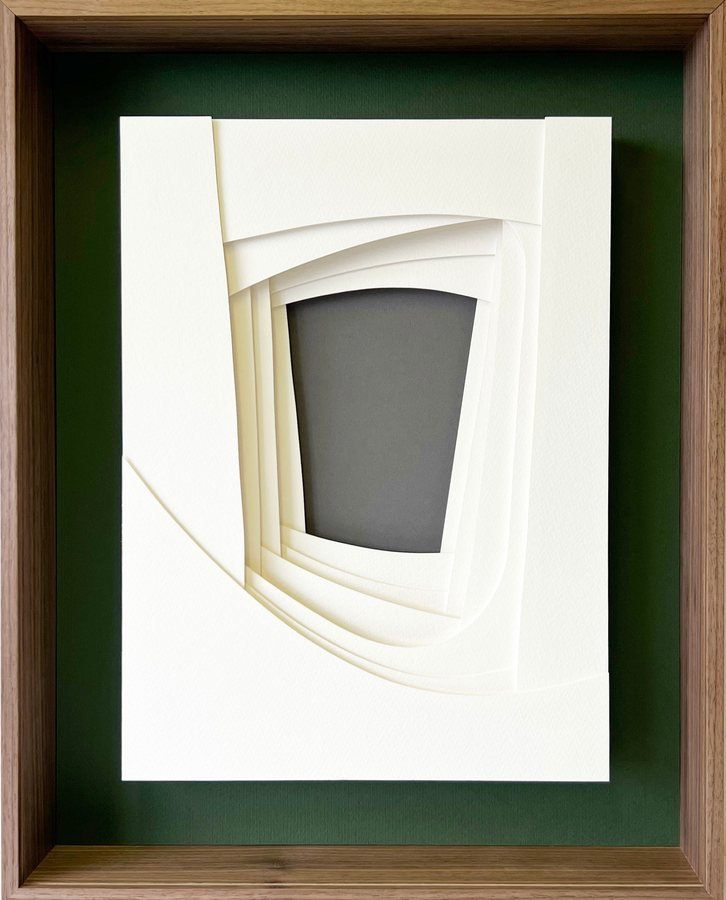 Refuge Series - Portal, 2025, Paper Sculpture | walnut box frame
