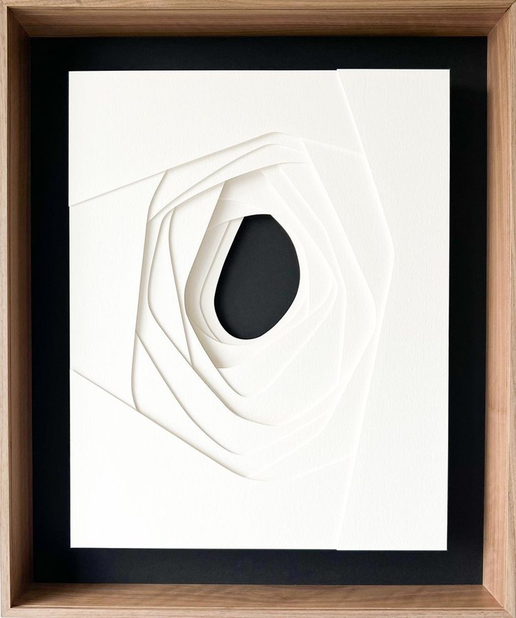 Refuge Series - Solace, 2025, Paper Sculpture | walnut box frame