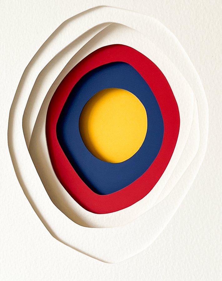 Chroma series | Primary II, 2026, Paper Sculpture | oak frame