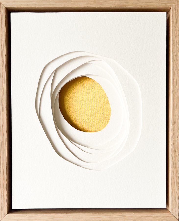 Element Series - Gold II, 2026, Paper Sculpture | oak frame