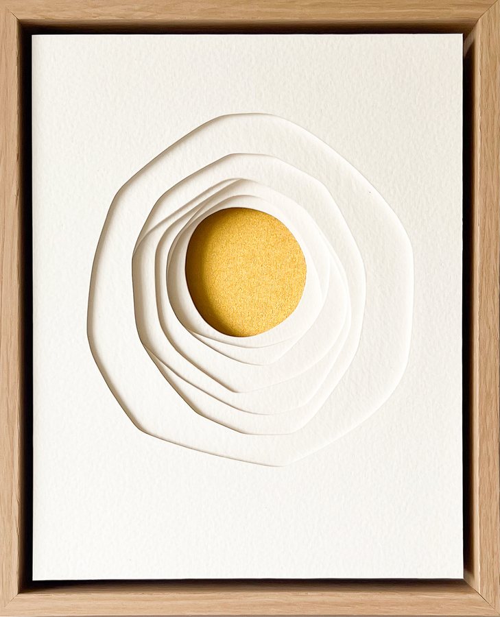 Element Series - Gold III, 2026, Paper Sculpture | oak frame