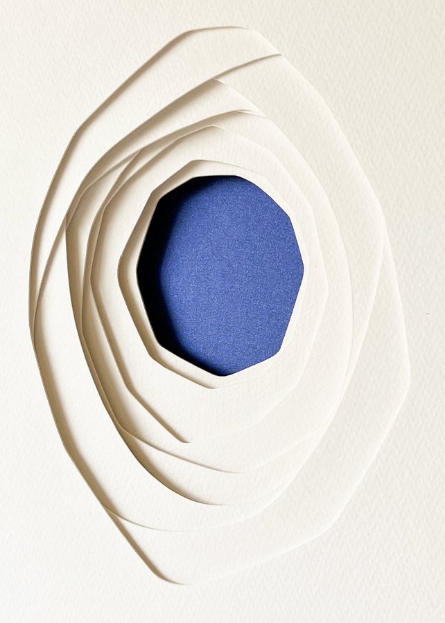 Gem Series - Blue sapphire, 2026, Paper Sculpture | oak frame