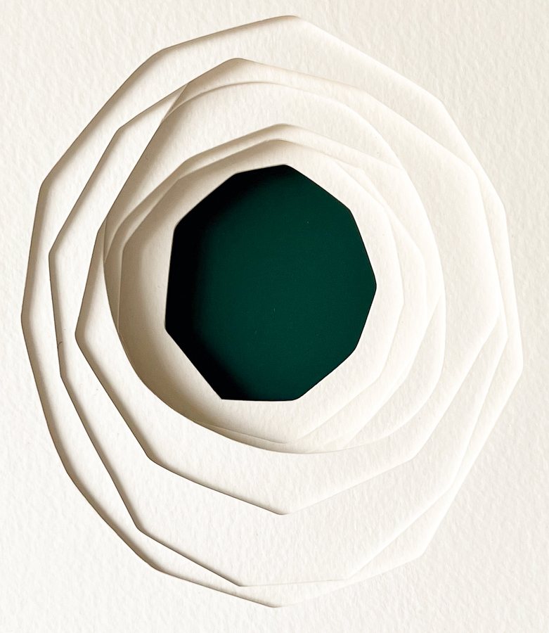 Gem Series - Emerald, 2026, Paper Sculpture | oak frame