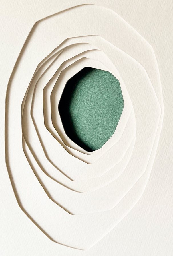 Gem Series - Green sapphire, 2026, Paper Sculpture | oak frame
