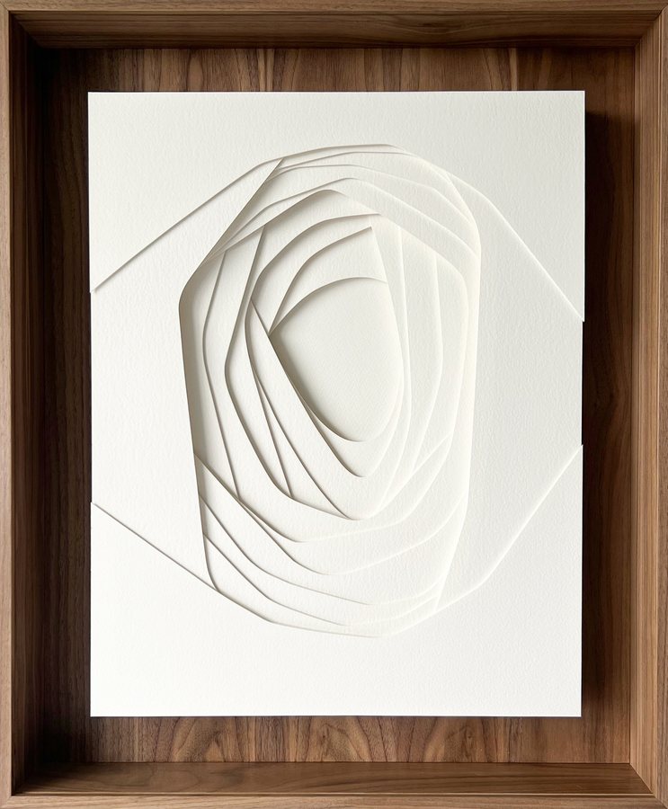 Haven VII, 2026, Paper Sculpture | walnut box frame