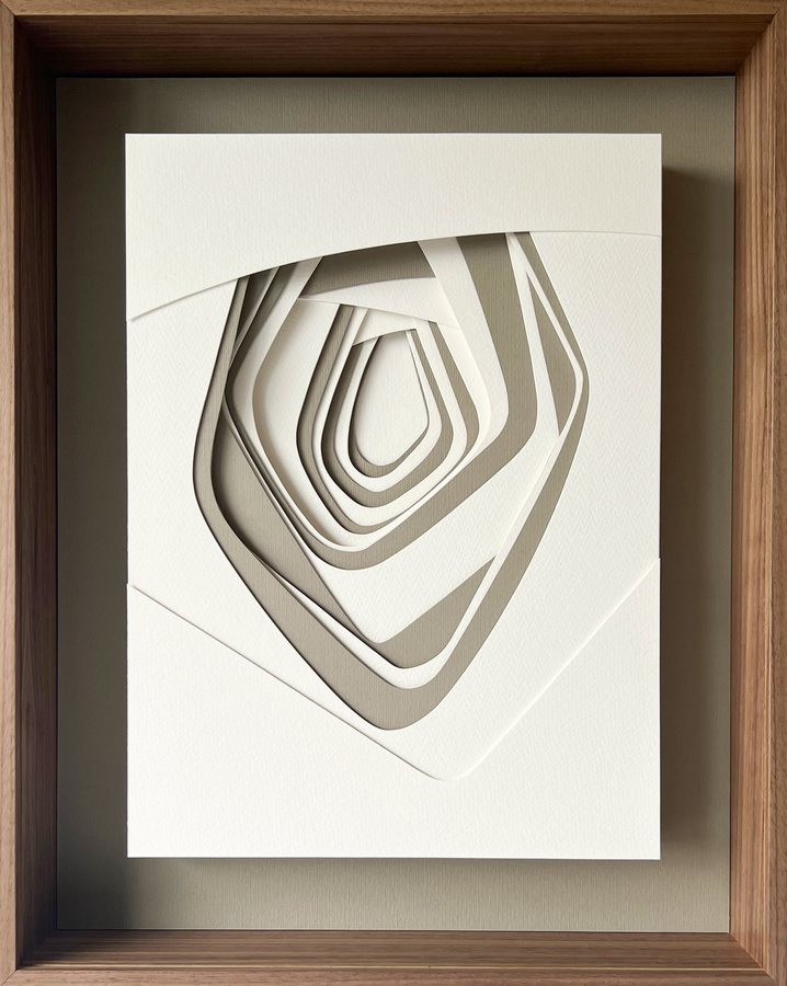 Refuge Series - Cirque, 2026, Paper Sculpture | walnut box frame