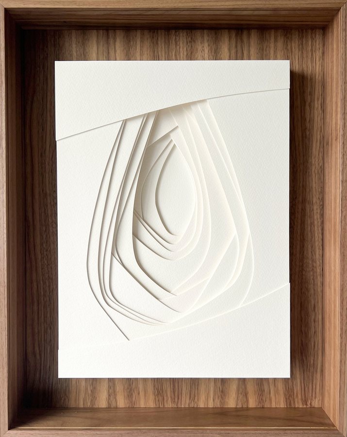 Refuge Series - Crevasse, 2026, Paper Sculpture | oak box frame