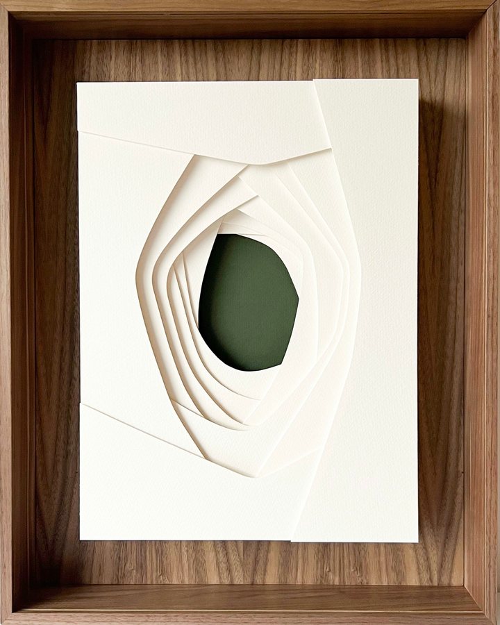 Refuge Series - Dell IV, 2026, Paper Sculpture | walnut box frame