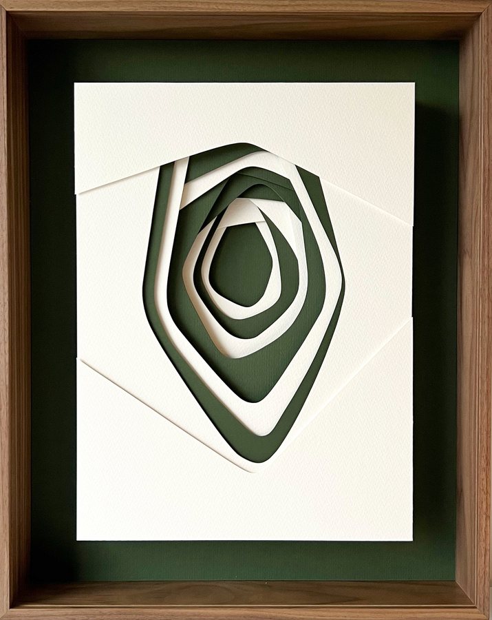 Refuge Series - Doline, 2026, Paper Sculpture | walnut box frame