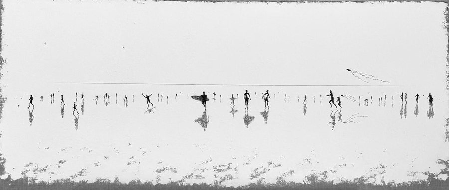 Shadows on Sand - North Sea, 2026, Oil in Belgian linen