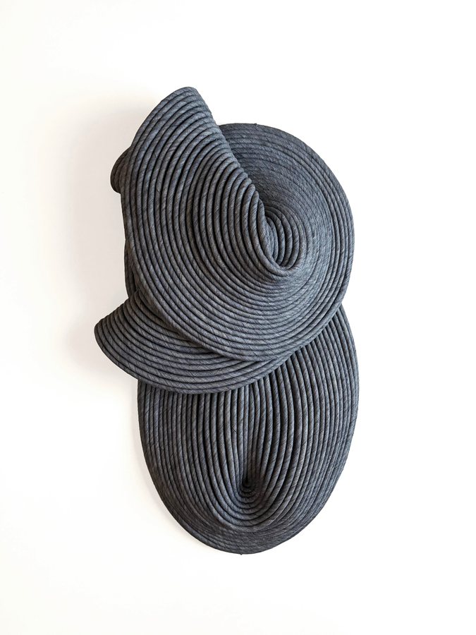 Blue haze, 2025, Wild silk with cotton cord filling | Backing hardened