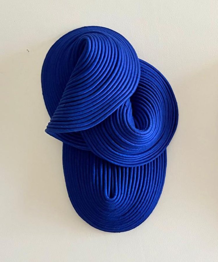 Cobalt II, 2026, Raw silk with cotton cord filling | Backing hardened