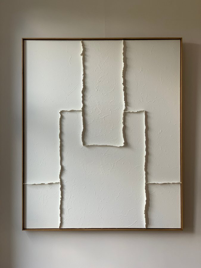 Axis, 2025, Handmade linen paper | natural paint | canvas