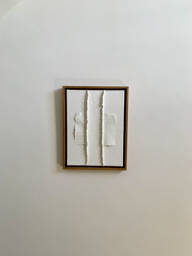 Récit III, 2025, Handmade linen paper | natural paint | canvas