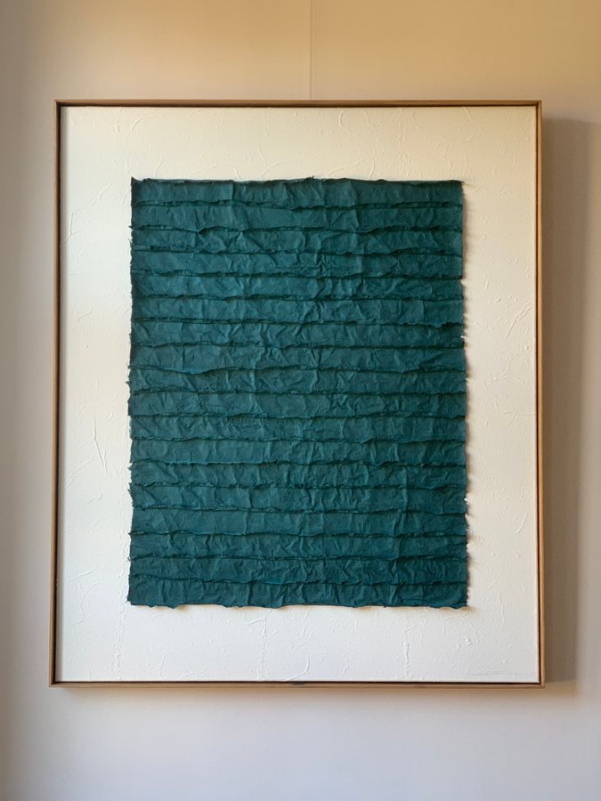 Unda temporis, 2025, Handmade linen paper | natural paint | canvas