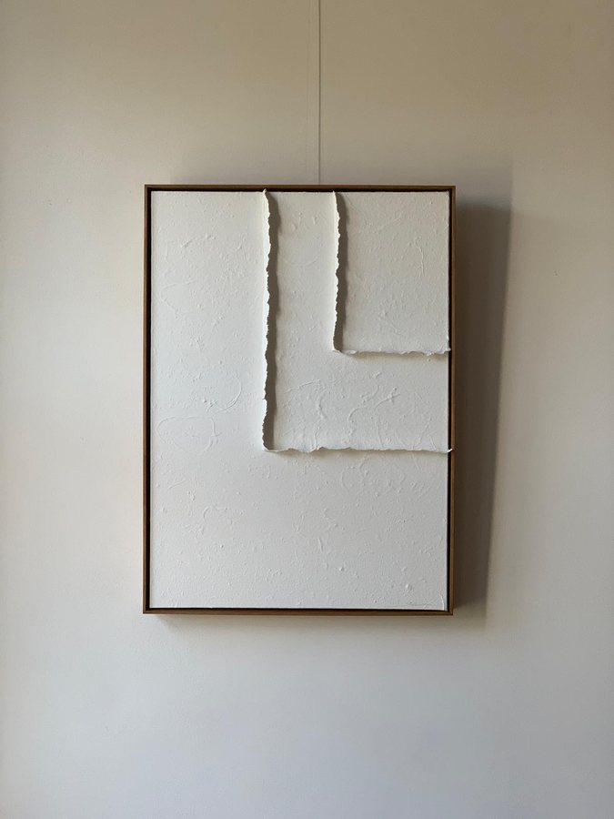Complicité I, 2026, Handmade linen paper | natural paint | canvas