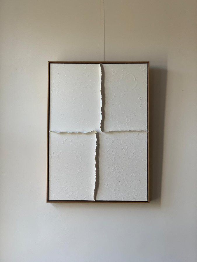 Complicité II, 2026, Handmade linen paper | natural paint | canvas