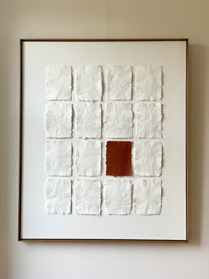 Histoires de papier II, 2026, Handmade linen paper | natural paint | canvas