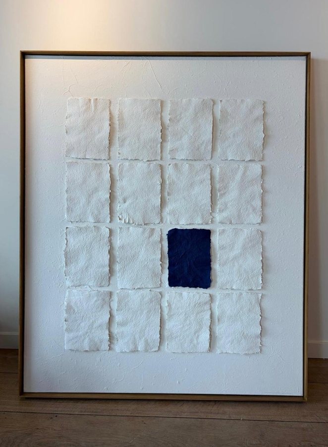 Histoires de papier III, 2026, Handmade linen paper | natural paint | canvas