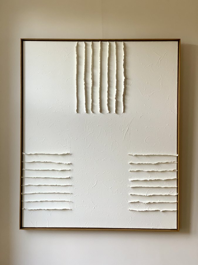 Lignes de lumière II, 2026, Handmade linen paper | natural paint | canvas