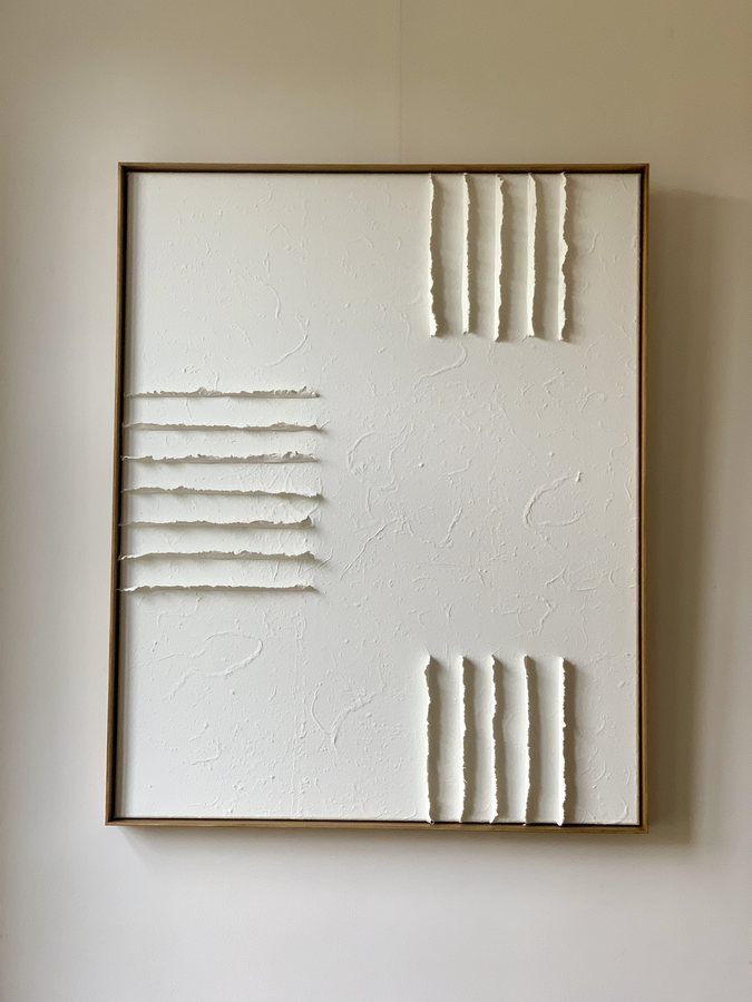Lignes de lumière III, 2026, Handmade linen paper | natural paint | canvas