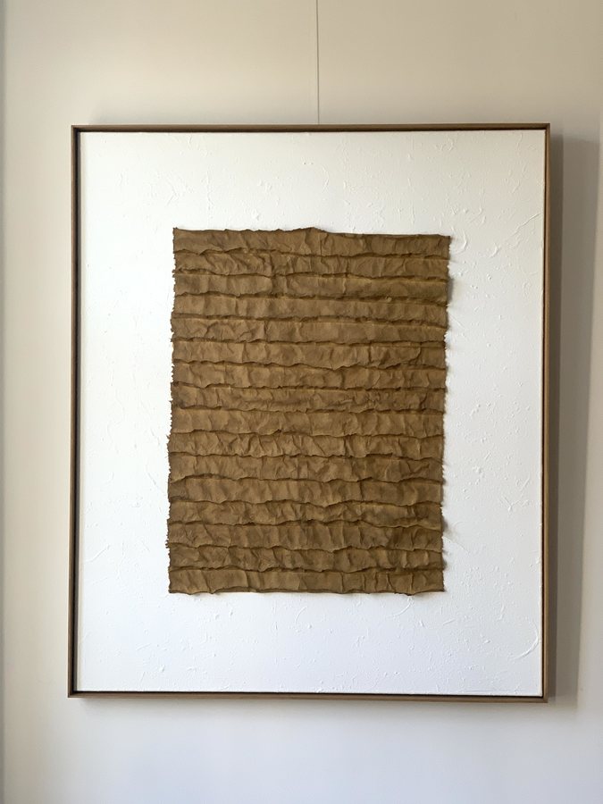 Lux temporis II, 2026, Handmade linen paper | natural paint | canvas