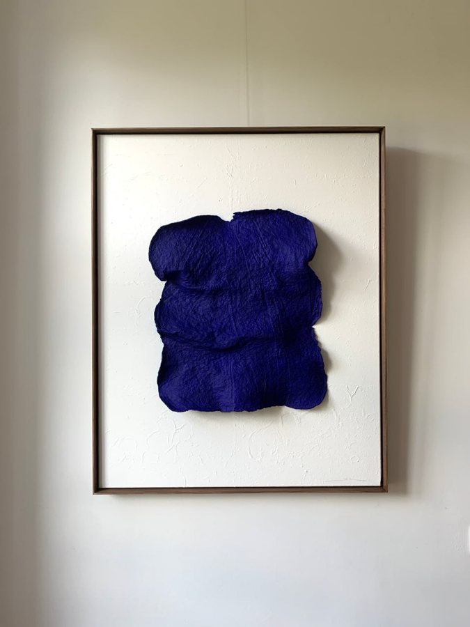 Ondulation Marine, 2026, Handmade linen paper | clay | natural paint | acryl