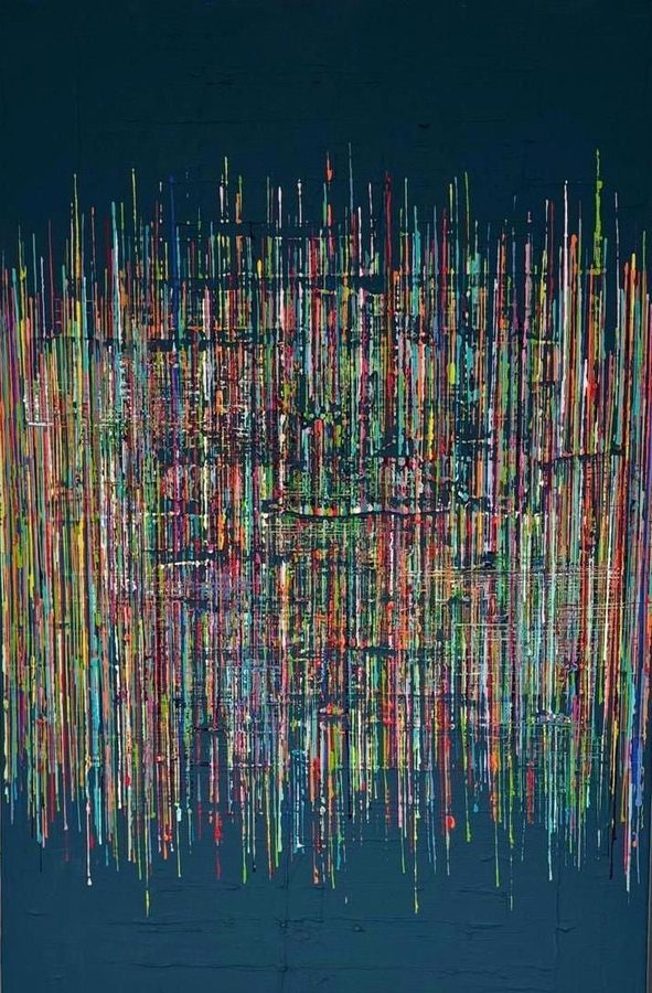 Vibrations - Blue, 2025, Acrylics on canvas